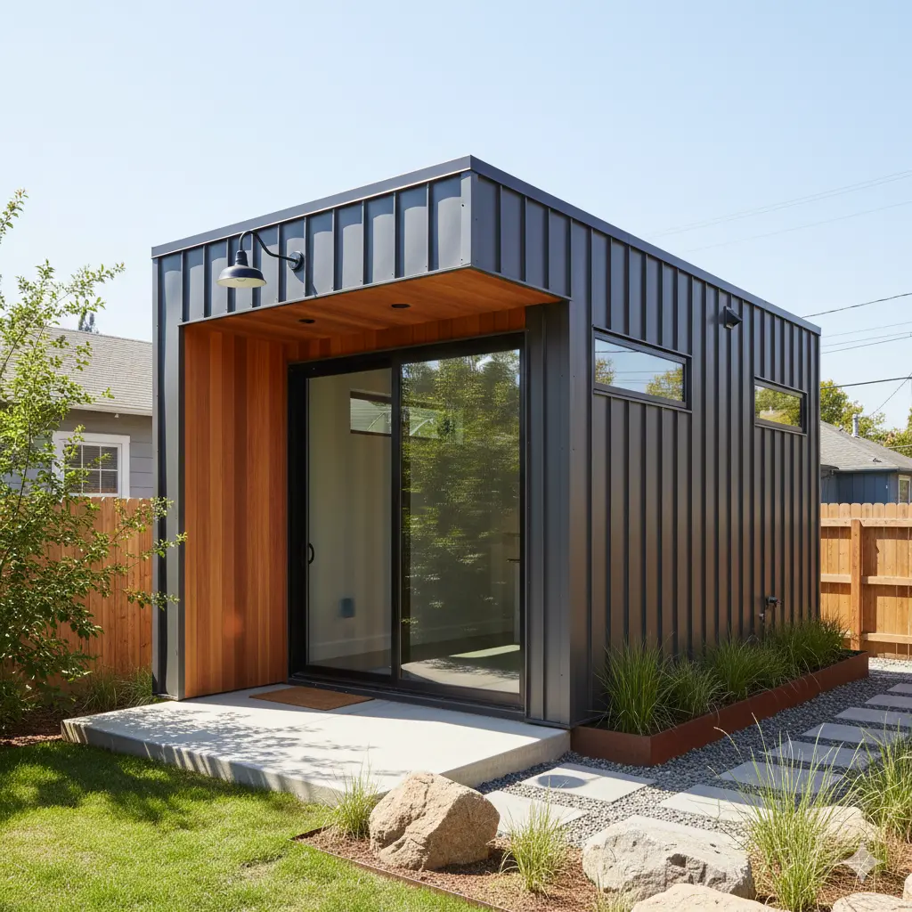 Concept visualization of a compact modern backyard home